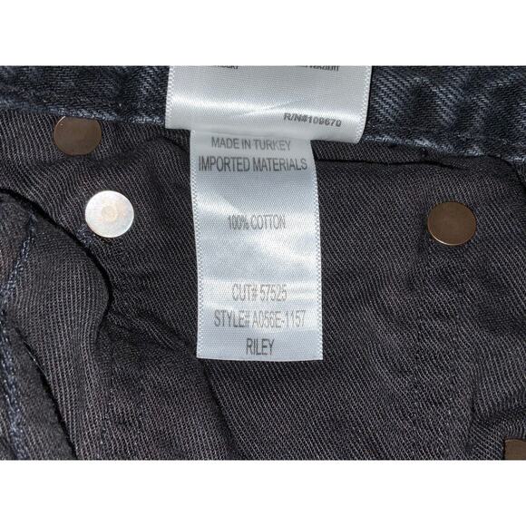 AGOLDE Riley Faded Black Frayed Leg Button Fly Jeans - Picture 8 of 9